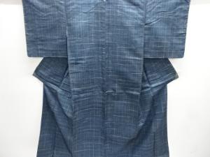 格子織り出し手織り節紬着物